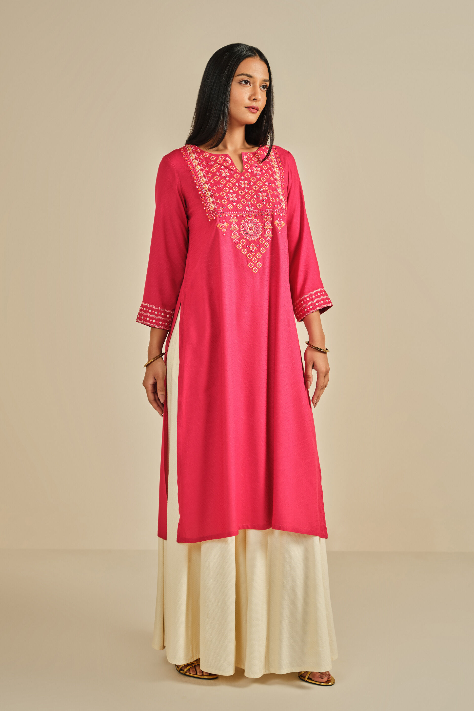 Mashooq Pink Kurta, Hot Pink, image 3